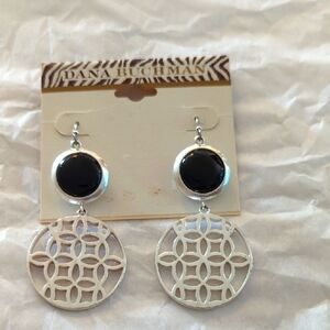 Dana Buchman Silver Black Earrings New. SALE